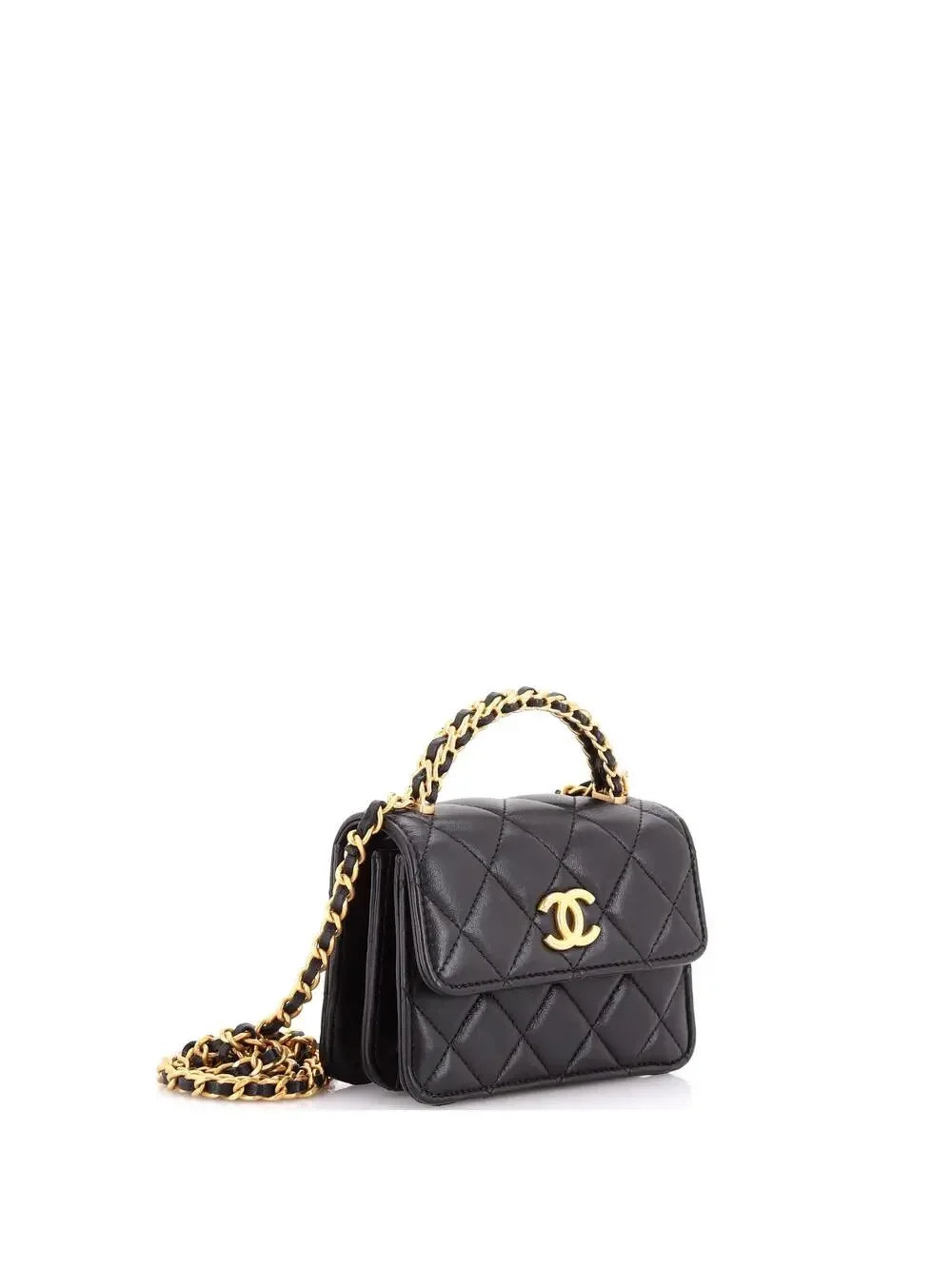 Chanel Woven Top Handle Cc Flap Clutch #240090C44B
